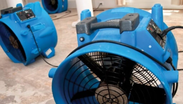 High powered fans used in drying out water damage.