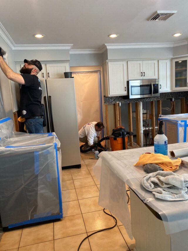 Kitchen water damage cleanup in Port Jefferson Station.